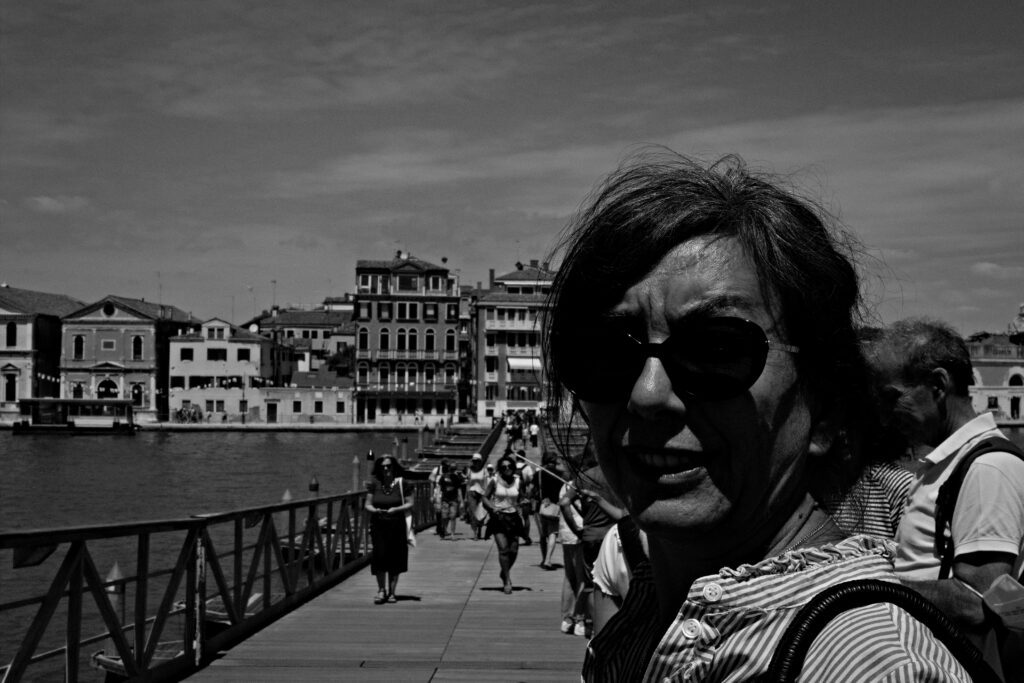 People on the votive bridge during the redentore celebrations in Venice