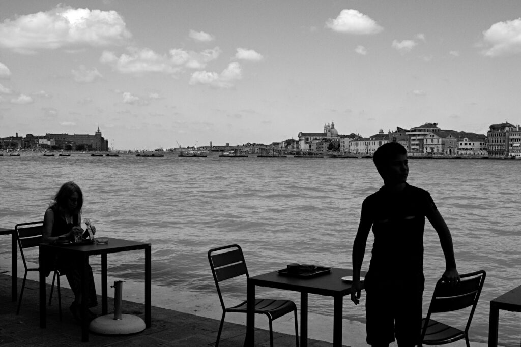 People on the votive bridge during the redentore celebrations in Venice