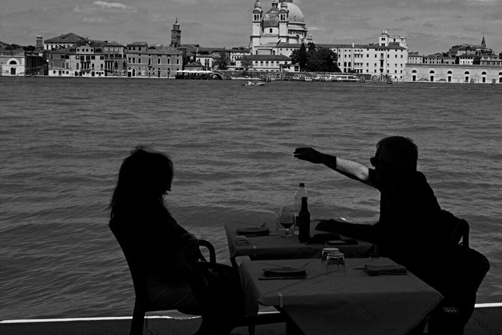 People on the votive bridge during the redentore celebrations in Venice