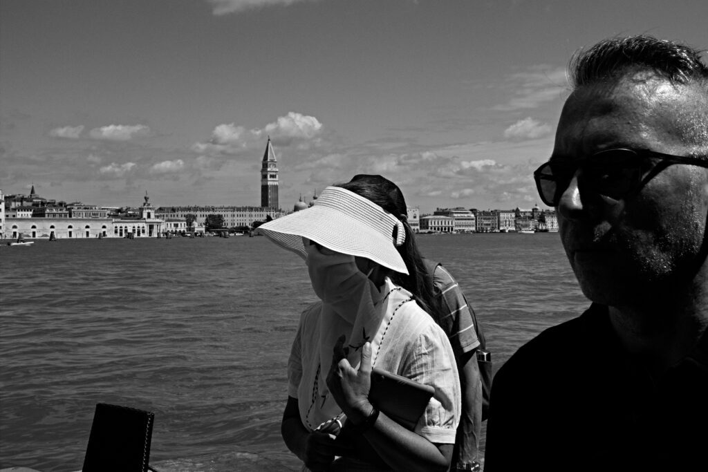 People on the votive bridge during the redentore celebrations in Venice