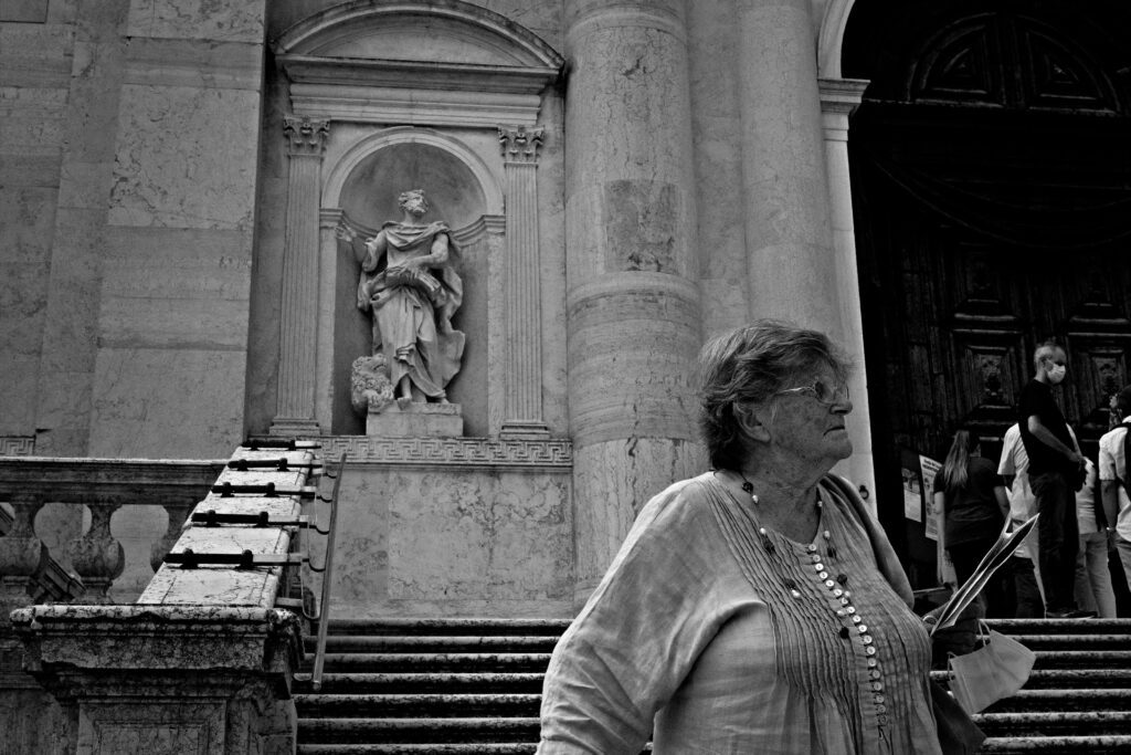 People on the votive bridge during the redentore celebrations in Venice