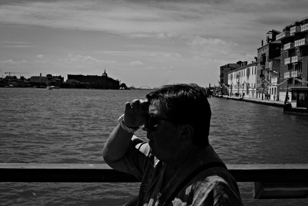 People on the votive bridge during the redentore celebrations in Venice