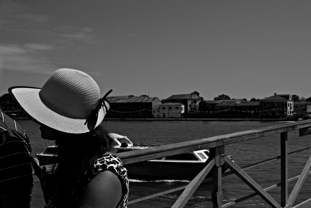 People on the votive bridge during the redentore celebrations in Venice