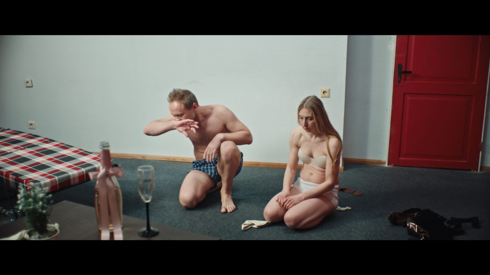 Screencaps from Friction! Romantic comedy about a distopic future that encourages relationships, and penalise those who are not in one to work as gardeners